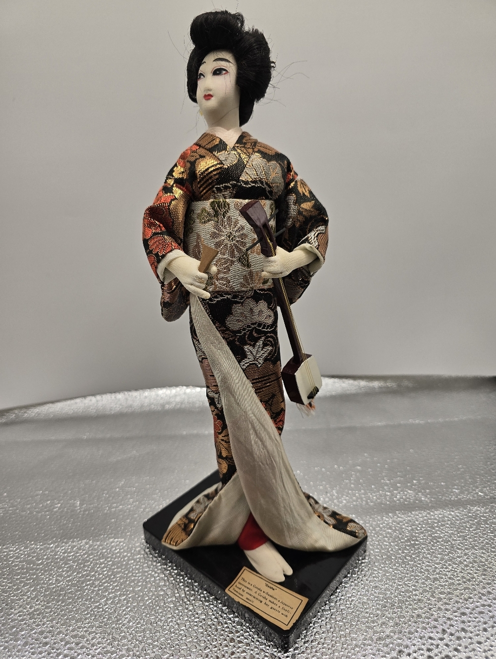 Vintage 12" Japanese Nishi Doll Geisha with Original Mini Shamisen and Bachi